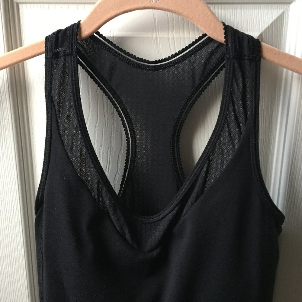 Lululemon Deep Breath Black Mesh Tank  4 - Picture 3 of 9